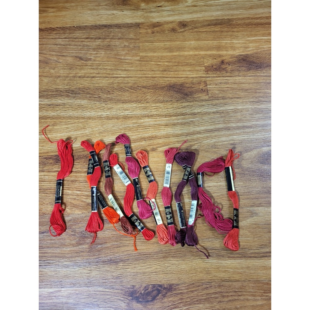 Lot Of 12 DMC Embroidery Floss Reds